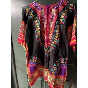 Vipada Unisex XL Bright Colorful Geometric Shirt Dashiki 100% Cotton NWT